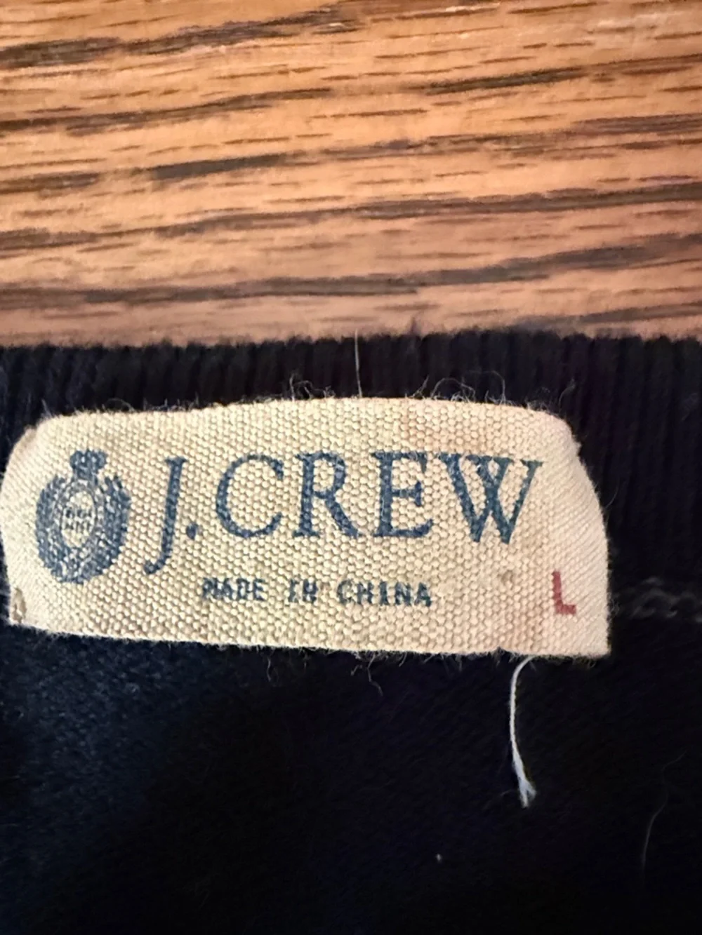 Men's J.Crew Cotton Cashmere V Neck Sweater Striped Black Gray Size L